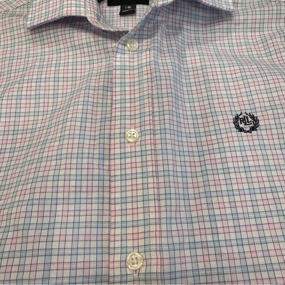 Lauren Ralph Lauren Black Label Big Boys Check Button Down Shirt Sz 16 - Picture 9 of 11